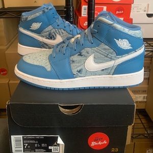 Nike Air Jordan 1 Mid Washed Denim Blue Shoes DM8951-400 (GS) Youth Sizes